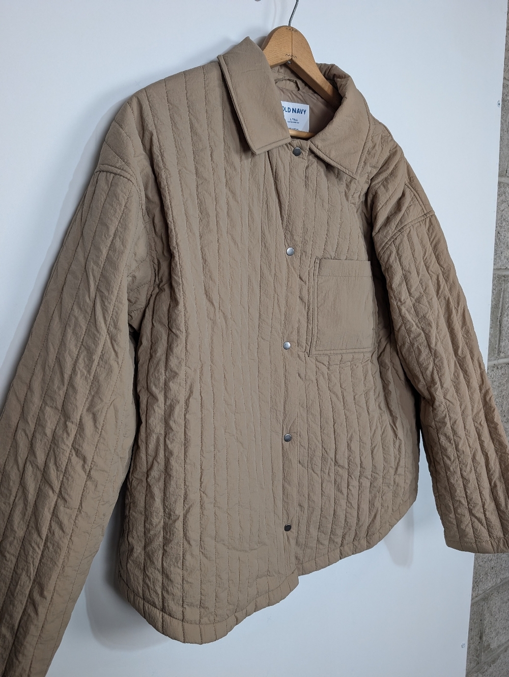 Old Navy Quilted Oversized Lightweight Water Resistant Tan Taupe Size Large Tall - Picture 3 of 9